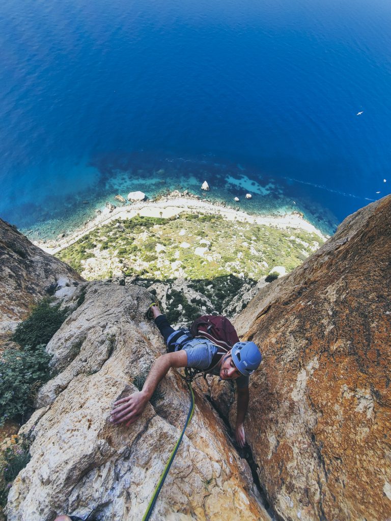 Multipitch climbing in Calpe Valencia Climb